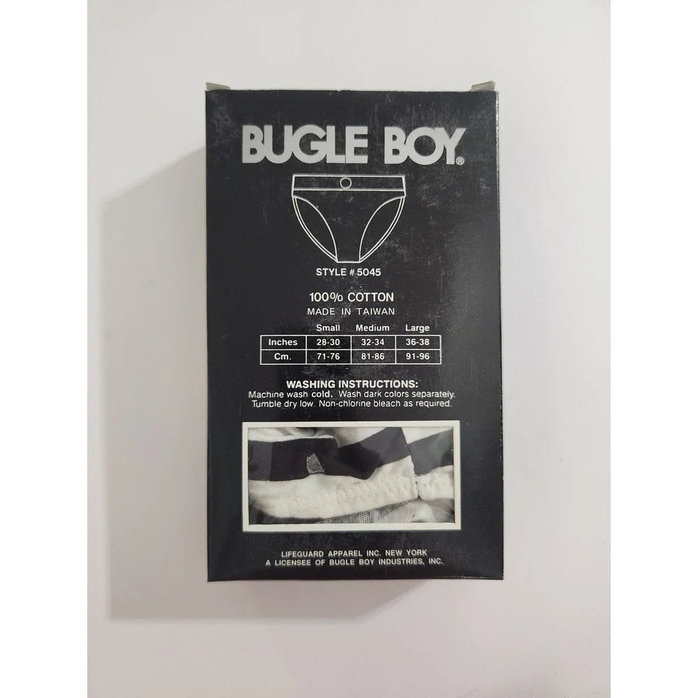 Bugle Boy‎ Briefs Black White Striped Wide Band Hip Vintage Small 28-30